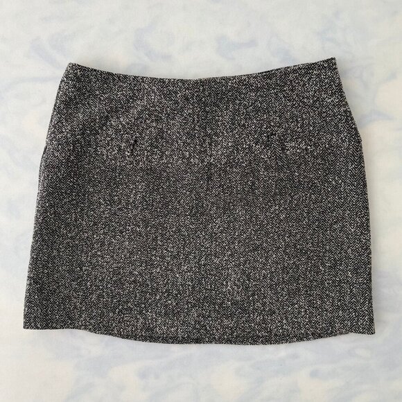Vintage Wearever Grey & Black Herringbone Knit Mini Skirt - Picture 1 of 7